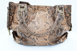  HUGE Early 2000's Natural PYTHON Snake Skin SATCHEL Handbag 