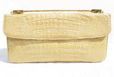  1990's-2000's Pale YELLOW Crocodile Skin CLUTCH Handbag - IRV! 