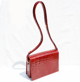  RED 1990's-2000's Alligator Belly Skin Shoulder CROSS BODY Bag - Custom 