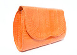  ORANGE 1980's-90's COBRA Snake Skin CLUTCH Shoulder Bag 