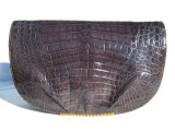  Outstanding 1980's-90's GRAY CROCODILE Belly Skin Clutch - GHENGIG K. 