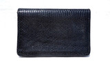  Jet Black 1960's LIZARD Skin CARD I.D. CASE - Yamani Gold 