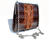  Gorgeous 1940's-50's HORNBACK Alligator TAIL Skin Shoulder CROSS BODY Bag w/ Filigree Clasp! 