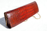  RED CROCODILE Skin Baguette CLUTCH Shoulder Bag 