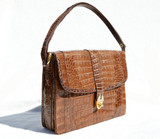  Tan Sand 1990's Crocodile Belly Skin Shoulder Bag - IRV 
