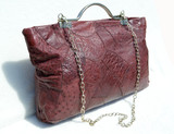  XXL 1980's OXBOOD Red OSTRICH SKIN Shoulder CROSS BODY Bag Tote - POINTER 