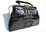  Lovely BLACK 1920's-30's EDWARDIAN Hornback Alligator Handbag 