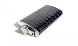  Tall Custom Jet BLACK Alligator Belly Skin 6 Oz. Stainless Hip FLASK - NEW! 
