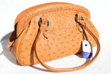 New! BURNT ORANGE 2000's OSTRICH Skin Handbag Satchel Shoulder Bag 