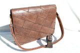  1990's MOCHA Brown FROG Skin Shoulder Bag with Matching Stingray Skin Cuff 