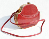  Wine RED WALTER KATTEN 1970's-80's Hard-Sided LIZARD Skin CLUTCH - ITALY! 