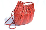  RED 1980's JUDITH LEIBER Cobra Snake Skin Shoulder Bag 