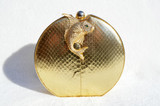  1980's Metallic Gold Cobra Snake Skin CLUTCH Shoulder Bag - FISH! 