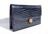 Rare MIDNIGHT BLUE 1950's-60's LEDERER Crocodile POROSUS Belly Skin CLUTCH Purse