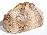  XXL 15" TAUPE 1970's PYTHON Snake Skin CLUTCH Shoulder Bag - MOSKOWITZ 
