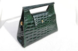  Stunning FOREST GREEN 1990's CROCODILE Belly Skin Handbag Shoulder Bag - BALLY 