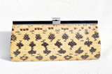 Gorgeous 1960's Yellow & Black ANACONDA Snake Skin CLUTCH Handbag - LUCITE!