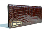 CHRISTIAN DIOR 1990's Crocodile POROSUS Belly Skin CLUTCH Shoulder Bag - FRANCE