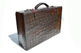 Brown 1930's-40's Antique ALLIGATOR Skin Travel Case Briefcase Luggage - w/KEY!