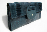  R & Y AUGOUSTI Teal BLUE OSTRICH LEG & STINGRAY Skin CLUTCH 