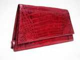 Structured Early 2000's RED CROCODILE Belly Skin Clutch Wristlet Bag