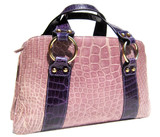 Grape & LILAC Purple 1990's CROCODILE Belly Skin Handbag