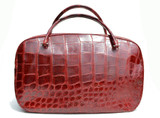  GIANT 17 x 11 TARDINI Distressed Burgundy RED ALLIGATOR Skin Travel Overnight Bag 