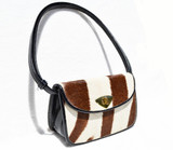  Petite 1970's GENUINE ZEBRA HIDE FUR Shoulder Cross Body Messenger Bag 