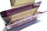  Ombre' PURPLE 1980's-90's Cobra Snake Skin Clutch Shoulder Bag - J. Renee 