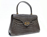 Classic Pewter GRAY 1990's ALLIGATOR Belly Skin Handbag