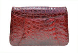  Dark RED 1950's-60's CROCODILE Caiman Skin CLUTCH - ARGENTINA 