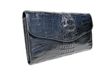  1980's-90's BLACK Hornback CROCODILE Skin CLUTCH Wallet Purse 