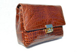  Gorgeous European 1990's-2000's Cognac CROCODILE Belly Skin Belt Waist Bag - LANA? 