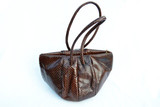  1940's Chocolate BROWN Snake Skin Deco Style Handbag 