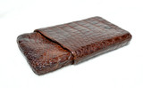 Antique 1920's-30's Chocolate Brown ALLIGATOR Belly Skin CIGAR Case Holder