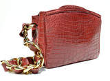 Gorgeous 1990's-2000's Dark RED ALLIGATOR Belly Skin Shoulder Bag SATCHEL - Maxima - Titti Del'Aqua - ITALY