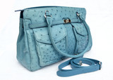 Baby BLUE 1990's-2000's Ostrich Skin Handbag Shoulder Bag