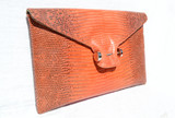 Orange 1990's-2000's (Ring) LIZARD Skin CLUTCH Bag w/ Silver Piercing - PANTERA