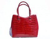Stunning RED 1990's-2000's ALLIGATOR Skin Handbag Shoulder Bag