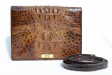  Fabulous Unisex Rich Chocolate Brown 1960's Hornback CROCODILE Skin FOLIO Clutch Shoulder Bag 