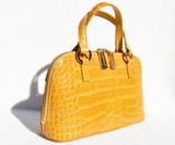 Mustard YELLOW 1990's-2000's CROCODILE Porosus Skin Handbag Shoulder Bag