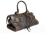 BOHO Casual Dark TAUPE & Brown 2000's SNAKE & OSTRICH Skin SATCHEL Handbag Shoulder Bag