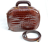 Unisex Sant'Agostino Early 2000's ALLIGATOR Belly Skin Carry-on Toiletry Luggage Bag - w/Shoulder Strap - ITALY