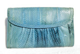  Ombre BLUE 1970's-80's COBRA Snake Skin Clutch Shoulder Bag 