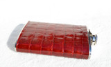 New! Custom Cherry Red ALLIGATOR Belly Skin 8 Oz. Stainless Hip FLASK 