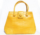  XL 15 x 10 Mustard YELLOW GIORGIO'S Palm Beach Matte  ALLIGATOR Belly Skin Handbag Shoulder Bag 