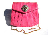 Jeweled PINK 1980's-90's COBRA Snake Skin Clutch Shoulder Bag