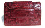 Sleek Hermes-Style 1990's BURGUNDY RED CROCODILE Skin Clutch SHOULDER Bag - PARIS