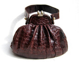 Fabulous 1940's DECO Caiman Crocodile Skin Handbag 