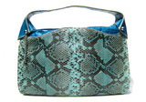  XXL Early 2000's TURQUOISE CROCODILE & PYTHON Snake Skin Satchel Bag 